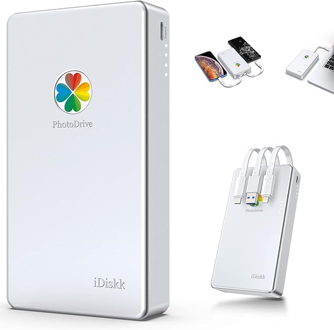 iDiskk MFi Certified 2TB External Hard Drive for iPhone,iPad,MacBook,PC,Photo Storage Phone Drive for Android Mobile to Backup Photos | Video | Files (auto Backup) for iPhone 17/16/ 15/14/13/12
