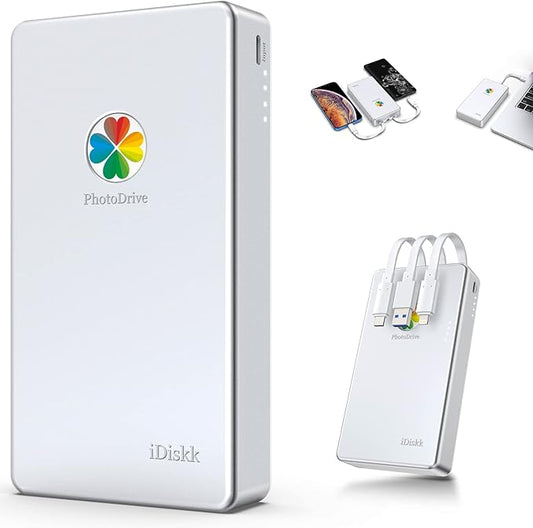 iDiskk MFi Certified 2TB External Hard Drive for iPhone,iPad,MacBook,PC,Photo Storage Phone Drive for Android Mobile to Backup Photos | Video | Files (auto Backup) for iPhone 17/16/ 15/14/13/12