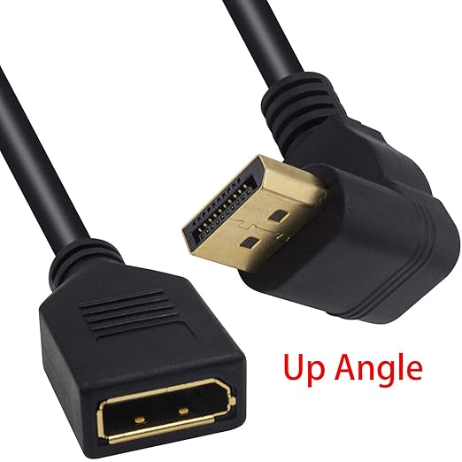 Poyiccot Displayport Extension Cable, 90 Degree Displayport Extender Up Angle DP to DP Male to Female Extension Adapter Cable Gold Plated 30CM/12inch