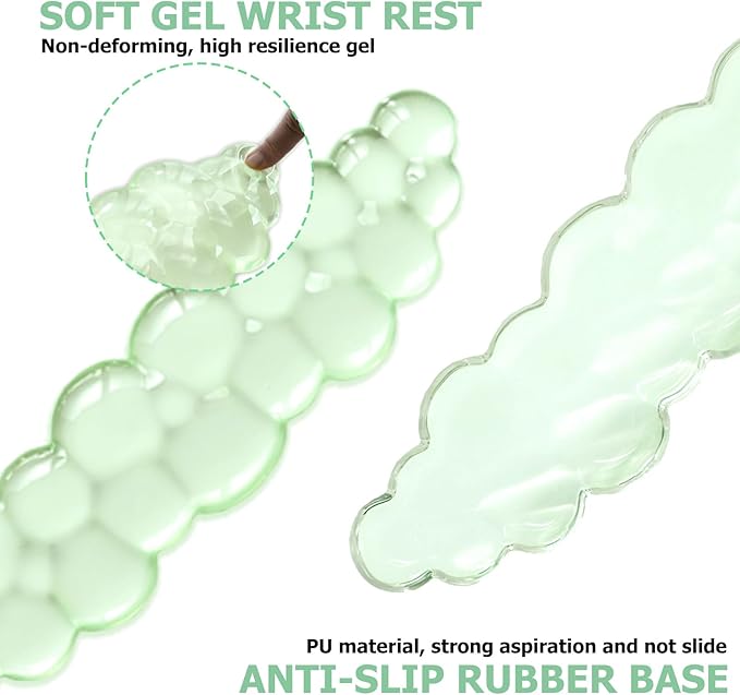 Gel Cloud Wrist Rest Keyboard, Cute Wrist Rest for Computer Keyboard, Ergonomic keyboard Wrist Rest and Soft Mouse Wrist Rest for Typing Pain Relief, Suitable for Office, Home, Computer, Gaming, Green
