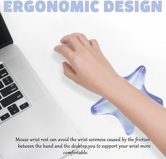 Gel Wrist Rest for Keyboard and Mouse Transparent Blue Sea Star Elbow Pad Cushion Ergonomic Cute Clear Cool Mouse Wrist Pad Silicone Non-Slip Support for Computer Gaming Office Hand Pillow Ocean Beach