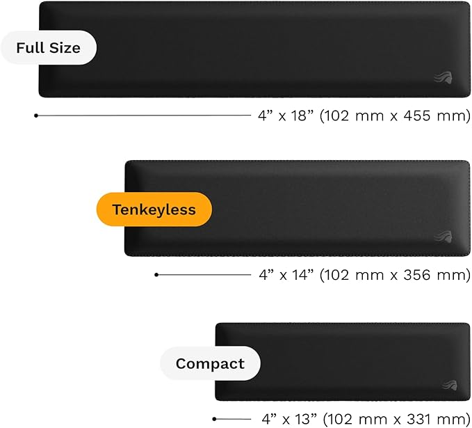 Glorious Gaming Padded Keyboard Wrist Rest (TKL, 25mm Thick) - Anti-Fray Stitched Edges, Smooth Cloth Surface, Anti-Slip Rubber Base, Medium Firmness, 360 x 100 x 25mm - Black