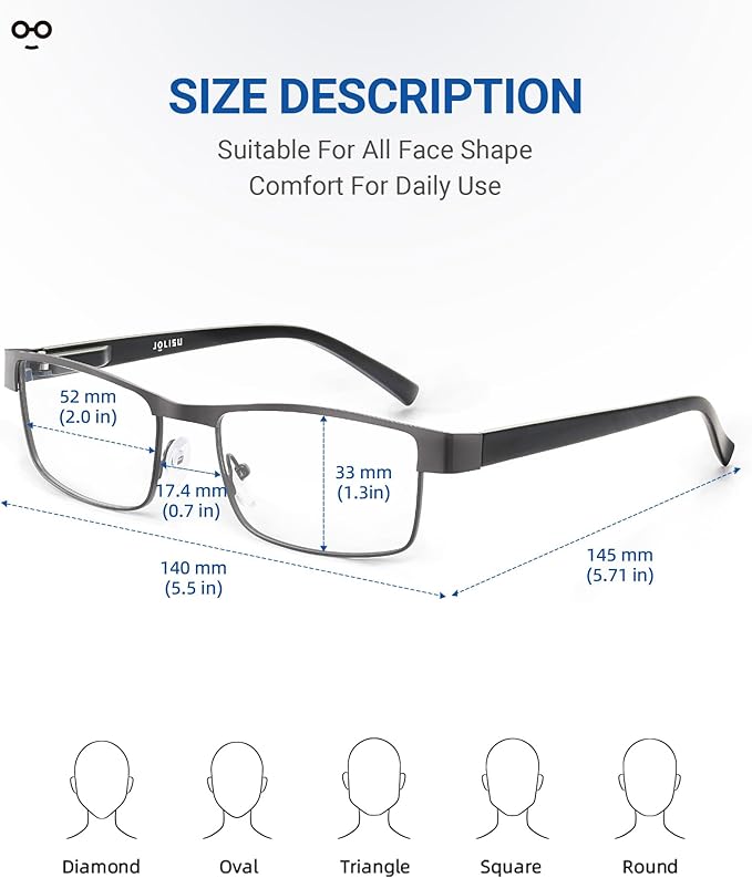 3PCS Blue Light Glasses Men - Bluelight Blocking Computer Metal Thin Frame For Mens/Women