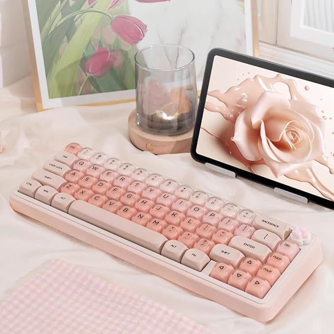 Sumgsn 132 Keys PBT Pink Jelly Keycaps MOA Profile Keycaps Set Comaptible with 61/64/87/104/108 Cherry Mx Switches Mechanical Keyboards (Only Keycaps)