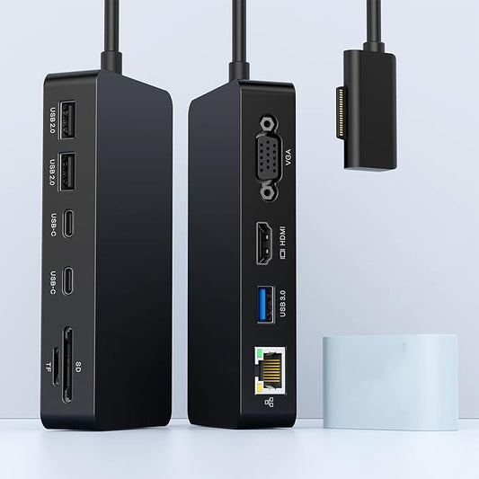 Docking Station, 11 in 1 Ms Dock Triple Displays 4K@60HZ HDMI+VGA, Dock for Pro 11/10/9/8/X/7/6/5/4,Laptop go/7/6/5/4 /3/2, Book