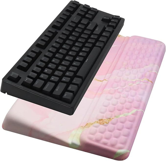 Ergonomic Keyboard Stand with Wrist Rest, Computer Wrist Support Pad, Tilted Keyboard Riser Holder Lift Tray with Wrist Pad, Easy Typing, Comfy Soft Memory Foam Desk Cushion for Office Home