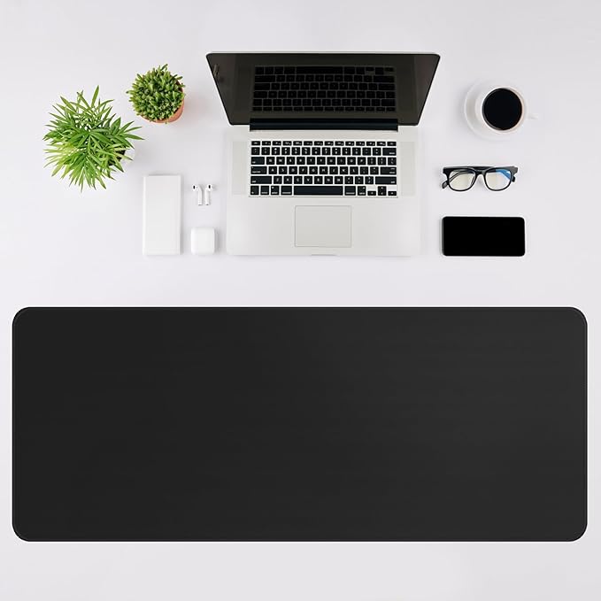 Black Mouse Pad Gaming Keyboard Pad 31.5 x 11.8 in Large Computer Mouse Pad with Anti-Slip Rubber Base and Stitched Edges, Extended Mouse Mat for Gaming Working