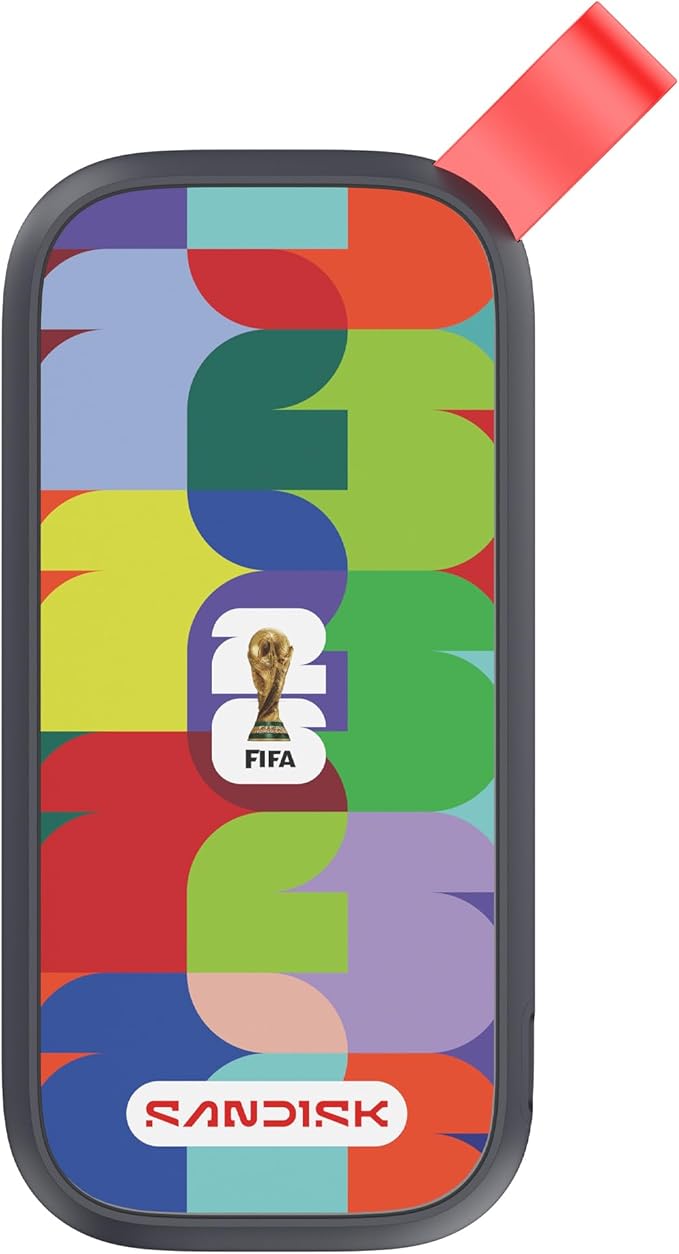 SANDISK 1TB Portable SSD, FIFA World Cup 2026 Edition – Up to 800MB/s – Compatible with laptops, Plus Android Tablets and Phones – Black - SDSSDE30F-1T00-G25