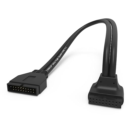 LINKUP - USB 3.2 Gen 2 (USB 3.1) Internal Adapter 20-Pin Motherboard Header Male to Female 10Gbps for PC USB-A Ports - Outward Type - Black 24cm