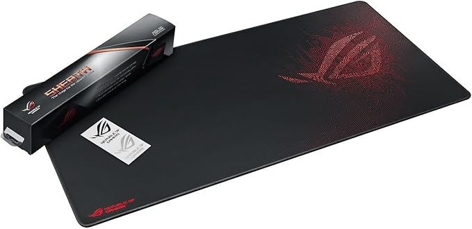 ASUS ROG Sheath Gaming Mouse Pad – 35.4” x 17.3", Extra-Large Surface, Pixel-Precise Tracking, Anti-Fray Stitched Edges, Non-Slip Base - Black/Red