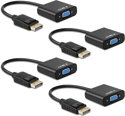 Display Port to VGA Adapter,4 Pack Gold-Plated DisplayPort DP to VGA Converter (Male to Female) for Computer, Desktop, Laptop, PC, Monitor, Projector, HDTV