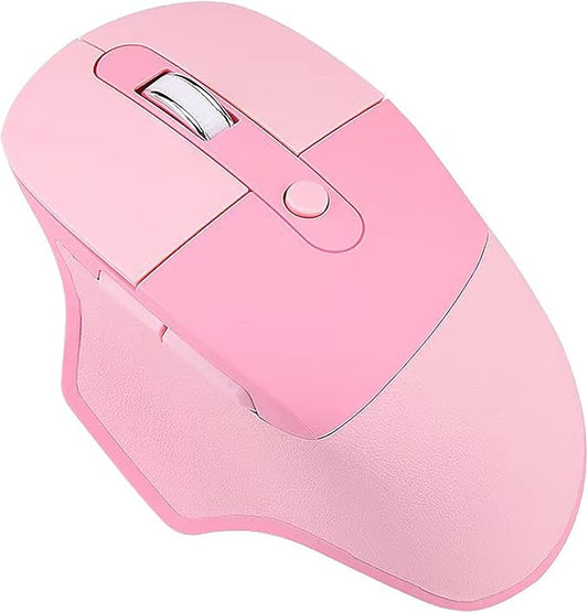 Lomiluskr Ergonomic 2.4G & Bluetooth Dual Mode Wireless Mouse with PU Cover, Soundless Keys, Candy Colors, Compatible with Notebook, PC, Tablet, Smartphone (Pink)