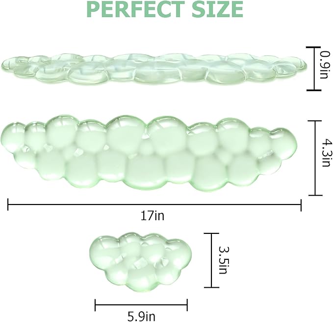 Gel Cloud Wrist Rest Keyboard, Cute Wrist Rest for Computer Keyboard, Ergonomic keyboard Wrist Rest and Soft Mouse Wrist Rest for Typing Pain Relief, Suitable for Office, Home, Computer, Gaming, Green