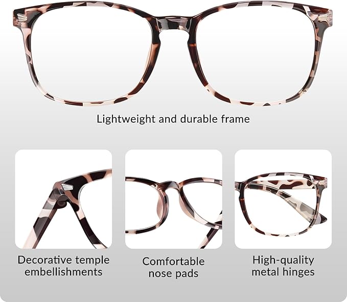 Blue Light Glasses for Woman Men | 99% Blue Light Blocking Glasses for Computer Gaming TV Phone Screen Square Frame | Anti Eyestrain & UV Glare Protection - 5 Pair