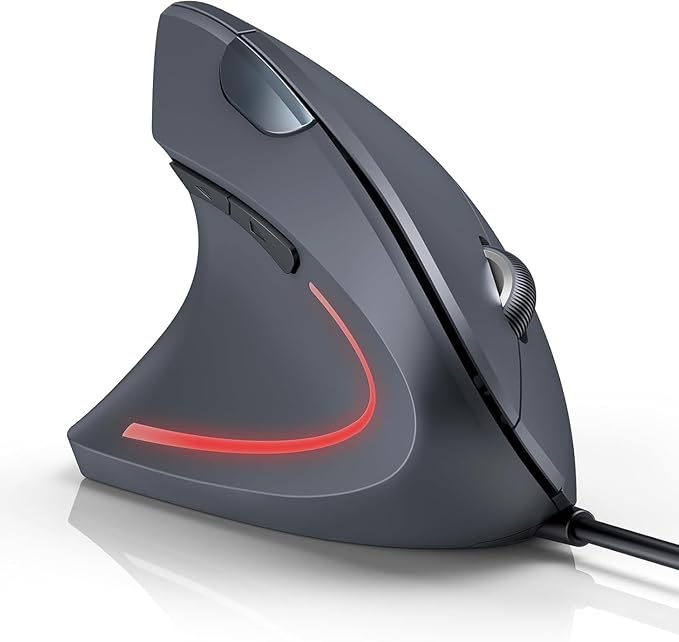 TECKNET Wired Mouse, 6400 DPI Ergonomic Mouse 6 Buttons Silent Mice 4 Adjustable DPI Vertical Mouse Compatible with Windows/Chrome/Laptop/Computer