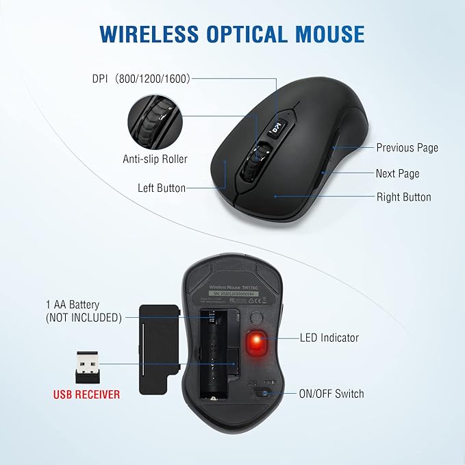 Wireless Keyboard and Mouse Combo, Full-Sized 2.4GHz Wireless Keyboard with Comfortable Palm Rest and Optical Mouse for Windows, Mac OS PC/Desktops/Computer/Laptops (8 Pack)