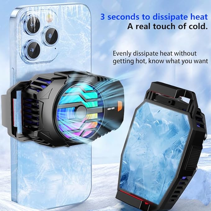Portable Slim Phone Cooling Pad, USB Low Noise Phone Cooler Mat for iPhone Android Samsung, Non-Slip Heat Dissipation Pad for Gaming Travel Car Desk Video Calls