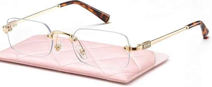 livho Ultra-Light Statement Glasses — Rectangular Metal Blue-Light Frames for Women