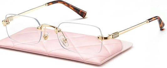 livho Ultra-Light Statement Glasses — Rectangular Metal Blue-Light Frames for Women