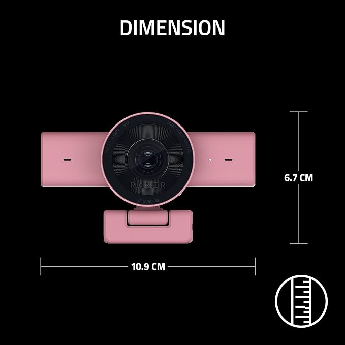 Razer Kiyo V2 X Streaming Webcam: 1440p 60 FPS - Auto Focus - Built-in Microphone - Wide Angle Lense - Integrated Privacy Shutter - Works with OBS, Xsplit, Streamlabs, Discord, Zoom, Teams - Pink