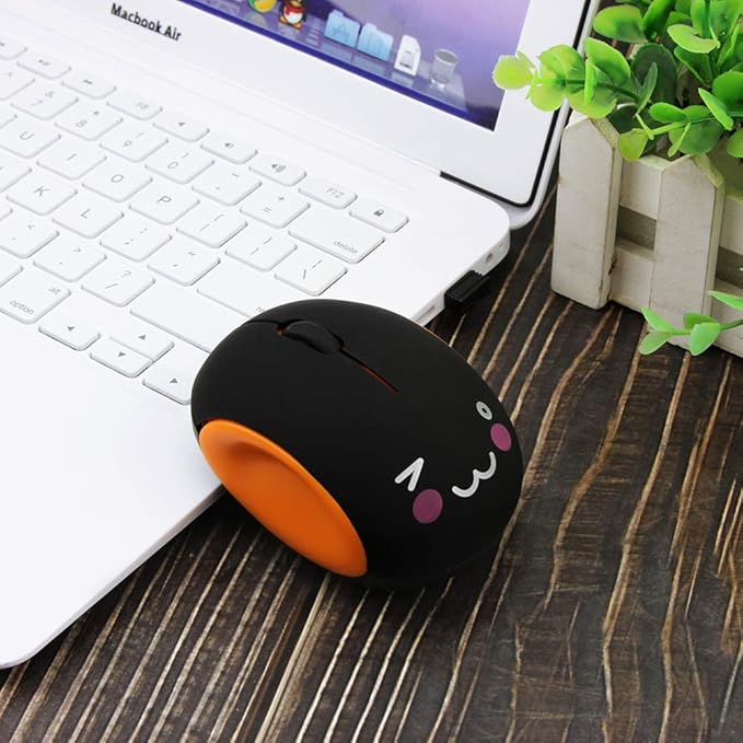 3C Light 2.4GHz Wireless Cute Small Silent Portable Mini Rechargeable Optical Mouse - 3 Buttons, Cordless for Laptop, Desktop, PC, Notebook (Orange)