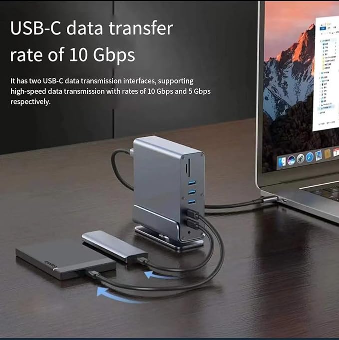 Docking Station for Acer Nitro 17 16 14 5, V 14 AI, V 15 AI, V 16 AI, V 17 AI Gaming Laptop,15-in-1 USB C with 360 ° Rotating Base, 2 * 4K HDMI and 1*DP, 10Gbps USB Port Transfer, RJ45, Audio, SD/TF