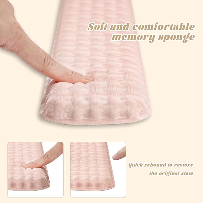 Ergonomic Pink Wrist Rest for Keyboard and Mouse, Memory Foam Wrist Cushion, Wrist Support for Keyboard, Laptop, Mac, Office, Work, Gaming