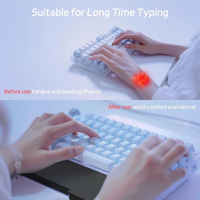 SELORSS Acrylic Keyboard Wrist Rest - Compact 60% Keyboard- Mechanical Keyboards Ergonomic Palm Rest for Computer Keyboard,Anti-Slip Base,Wrist Pad for Laptop,Office & Home-Easy Typing (Black)