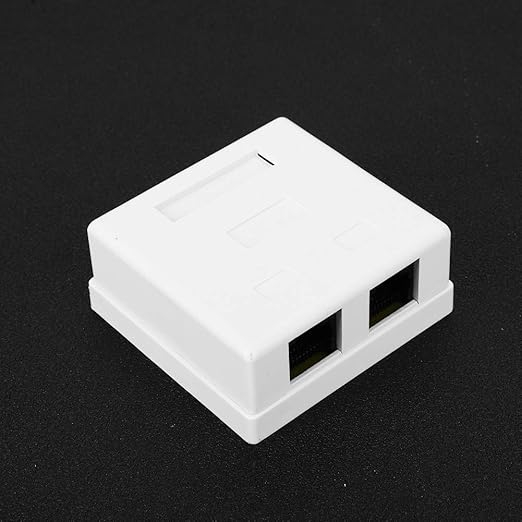 RJ45 8P8C Cat6 Dual Port Network Mount Box Premium ABS Desktop Information Junction Enclosure for Office Home Networking 27x58.5x60mm