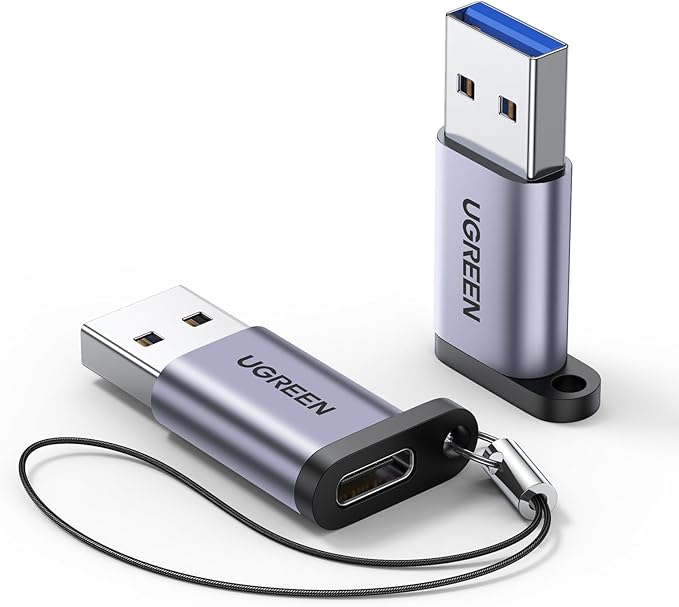 UGREEN 10Gbps USB C Female to USB Male Adapter 2 Pack, Type C to USB A Charger Cable Converter Compatible with Apple Watch iPhone 15 14 13 AirPods 3 MacBook Samsung Galaxy Note Google Pixel etc Gray