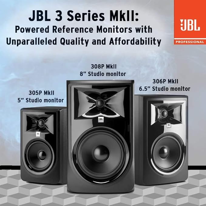 (2) JBL 305P MkII 5" 2-Way Active Powered Studio Reference Monitors Speakers