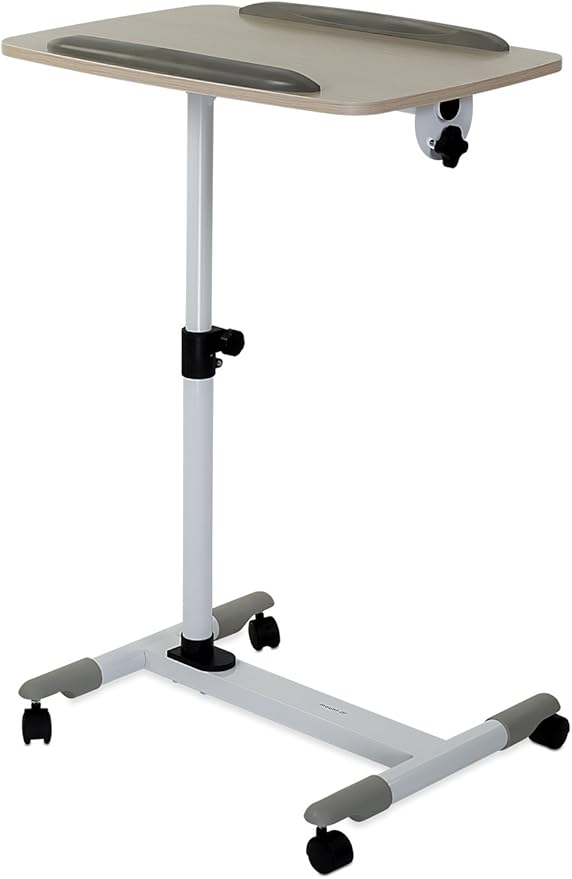 Mount-It! Rolling Laptop Stand Desk with Wheels - Height Adjustable 23.5"–39" Mobile Standing Desk, Over Bed Hospital Tray Table, Teacher Podium, Projector Stand, Tilting Surface, Lockable Casters