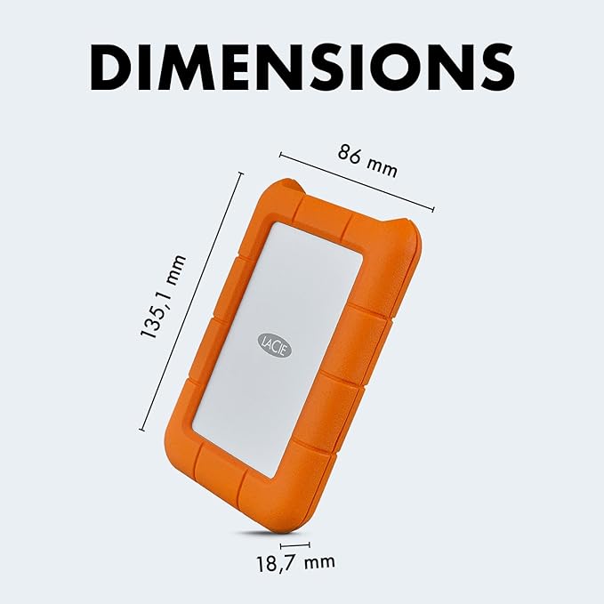 LaCie Rugged Secure 2TB External Hard Drive Portable HDD – USB-C USB 3.0 Drop Shock Dust Rain Resistant Computer Desktop Workstation Laptop Hardware Encryption, 1 Month Adobe CC (STFR2000403)