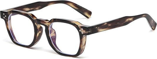 AIEYEZO Retro Blue Light Glasses for Men Women Square Thick Framed Eyeglasses Trendy Vintage Computer Glasses