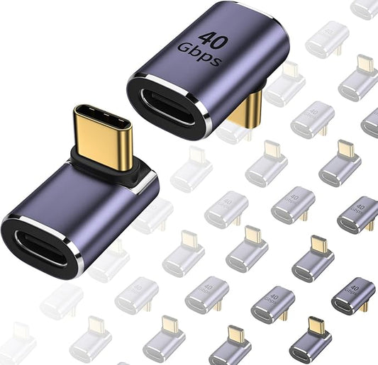90 Degree USB C Right Angle Adapter 40Gbps Data Transfer USB 4.0/Thunderbolt 4 Type C Male to Female Connector Extender for Mobile Phone, Switch, Steam Deck, Tablet, Laptop (12 Pack)