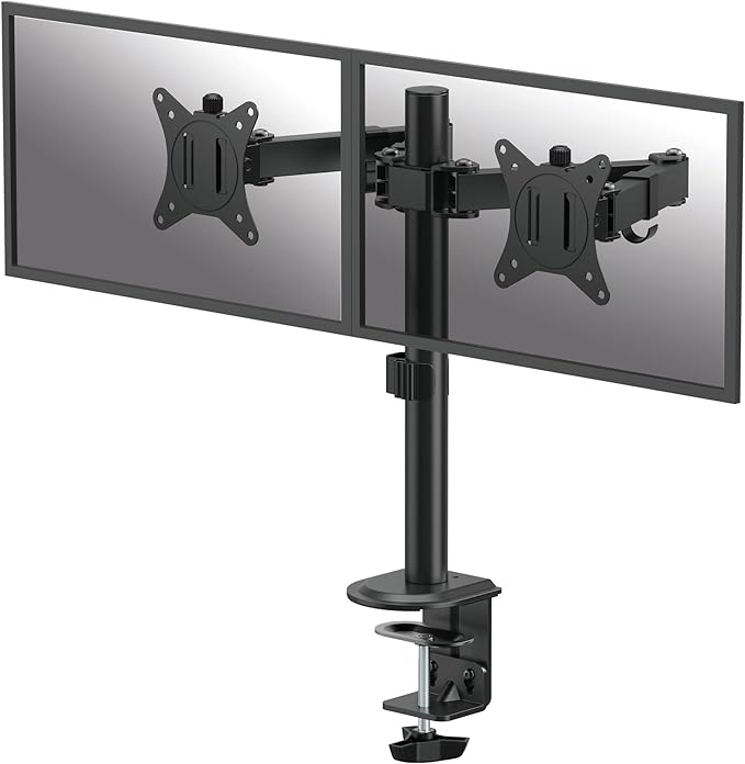 Fellowes Everyday Adjustable Dual Monitor Arm – Holds Two Screens up to 32" (inch) Weighing 19.84 lbs Each, Tilt, Swivel, Rotate, VESA 75/100, Clamp or Grommet Mount, Cable Management