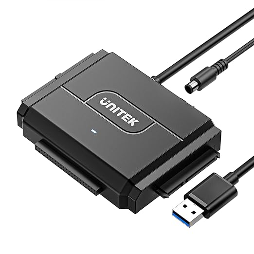 Unitek SATA/IDE to USB 3.0 Adapter, IDE Hard Drive Adapter for Universal 2.5"/3.5" Inch IDE and SATA External HDD/SSD with 12V 2A Power Adapter, Support 10TB