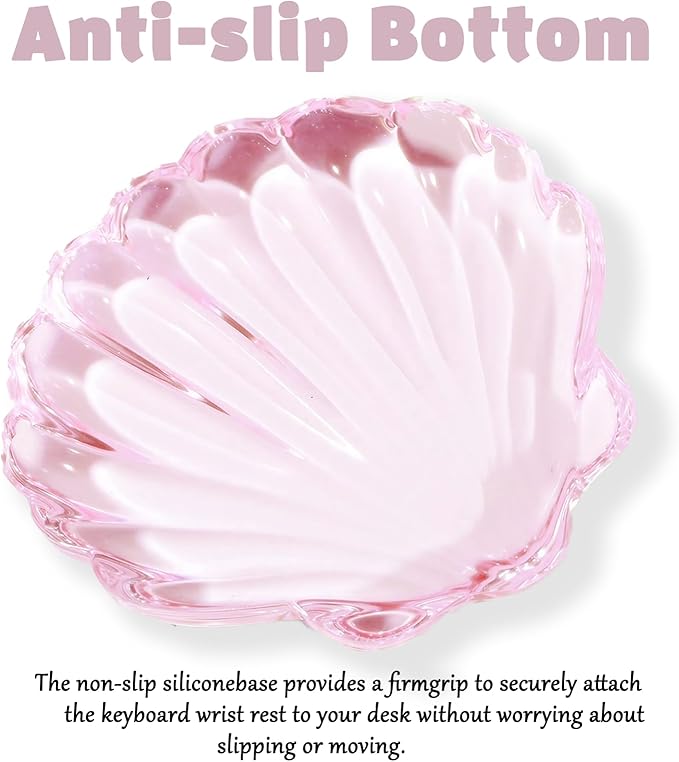 Gel Wrist Rest for Keyboard and Mouse Pink Transparent Shell Keyboard Wrist Rest Ergonomic Cute Pink Clear Cool Seashell Mouse Wrist Pad Silicone Non-Slip Support for Computer Gaming Home Office