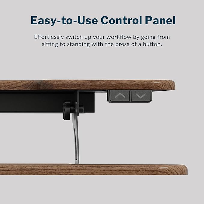 Vari VariDesk Pro Plus 36 - Electric Standing Desk Converter -11 Height Settings + Spring-Loader Lift, 2 Tier Design with Keyboard Tray or Laptop Stand – Fully Assembled (Walnut)