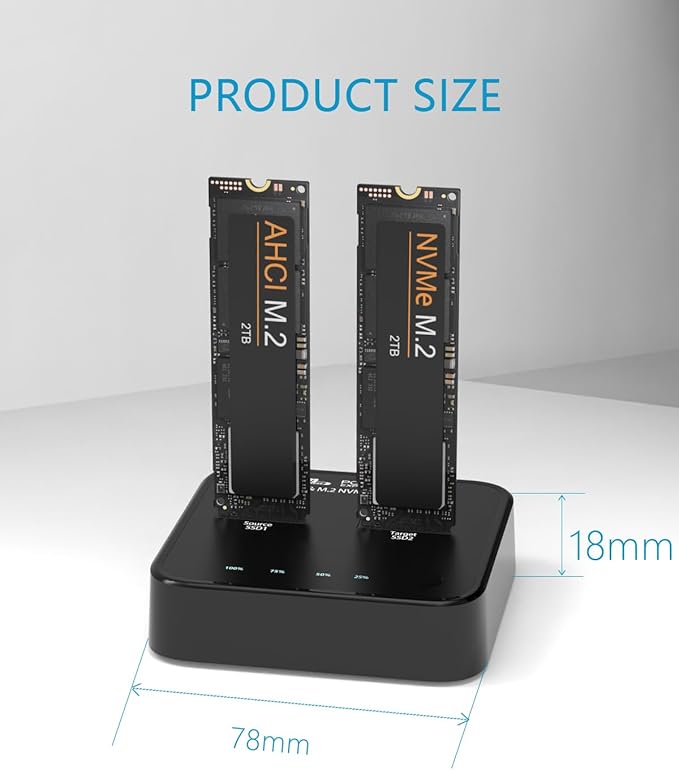 ISHEEP K3016P2 NVMe AHCI Cloner Duplicator, 20Gbps Dual Bay M.2 SSD Docking Station, Support Offline Cloner and Copy Function, SSD Size for 2230 / 2242 / 2260 / 2280