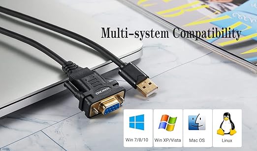 USB to RS232 DB9 Serial Cable Female Converter Adapter with FTDI Chipset for Windows 11,10, 8.1, 8, 7, Vista, XP, 2000, Linux and Mac OS X 10.6 (10ft)