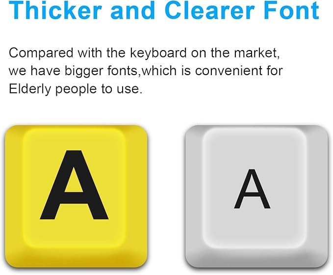 Large Print Computer Keyboard, Wired USB High Contrast Keyboard with Oversized Print Letters for Visually Impaired Low Vision Individuals (Yellow+Black)