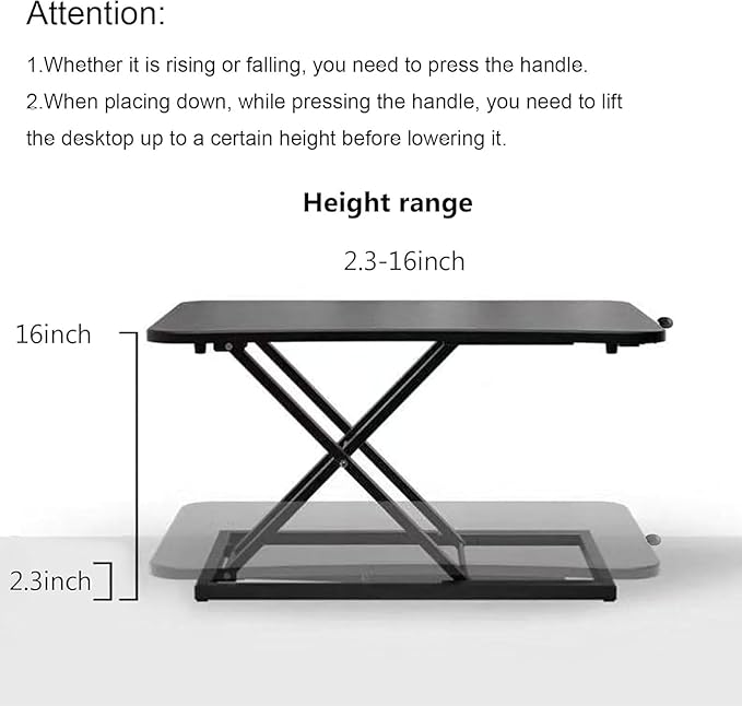 Standing Desk Converter Height Adjustable,Keyboard Riser for Stand Up Desk Riser, Easy Lift Height Converter Computer Workstations Home Office Study Room Portable Small Table Black Size 23.6 Inch D