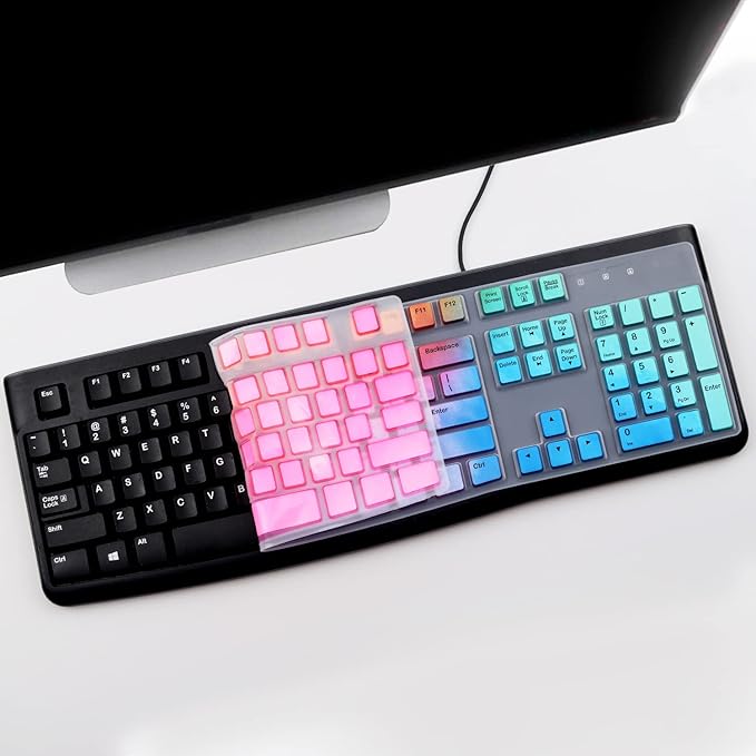 Keyboard Cover for Logitech K120 & MK120 Ergonomic Desktop USB Keyboard Ultra Thin US Layout Protective Skin-Colorful