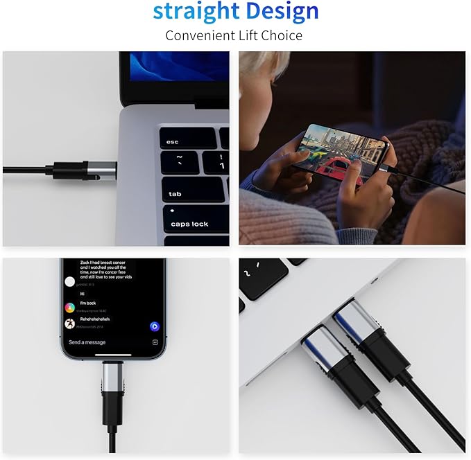 USB-C Adapter 2 Pack, Magnetic Extender, 240W Straight Adapter with 4 Connector Tips, USB4 40Gbps 8K 60Hz Compatible with Thunderbolt 3/4 MacBook Pro/Air Laptop PC