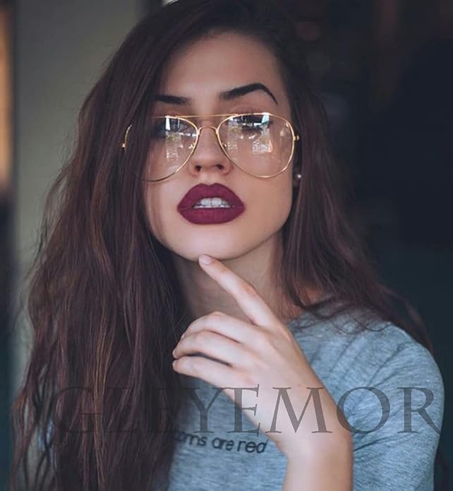 Gleyemor Blue Light Aviator Glasses for Women Men, Metal Frame Anti Blue Light Lens Computer Glasses