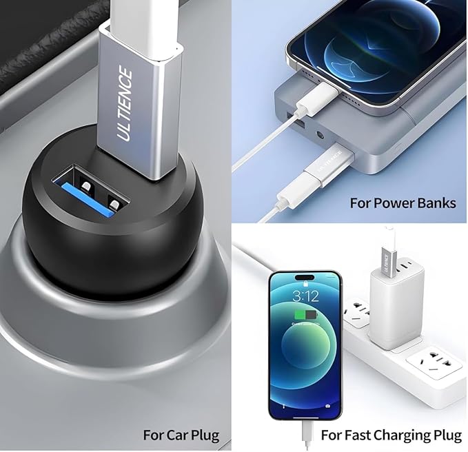 USB-C Female to USB 3.0 Male Adapter Cable, 10Gbps Ultra-Fast Transfer Speed, 60W Fast Charging, Durable Braided 1.2m Cable, Sturdy Metal Plug for Laptops, PCs & Smartphones (Grey 3.3ft)