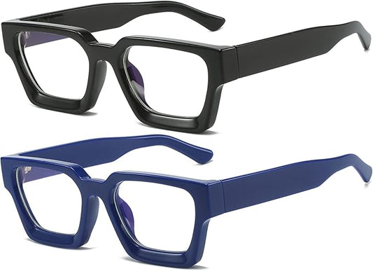 AIEYEZO Square Thick Frame Glasses for Women Men Fashion Blue Light Glasses Trendy Chic Computer Eyeglasses