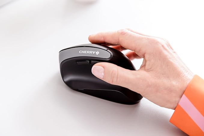 Cherry MW4500 Wireless Vertical Ergonomic Optical Mouse, up to 1200 DPI, 6 Buttons and Scroll Wheel for Laptop, PC, Desktop or Mac. Right Handed.