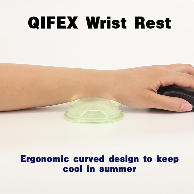 Transparent Light Green Ergonomic Wrist Rest Set - Clear Silicone Gel Keyboard & Mouse Pad with Non-Slip Base, 14.3"+5.75" Dual-Size for Office, Gaming & Study, Washable Pain Relief Design